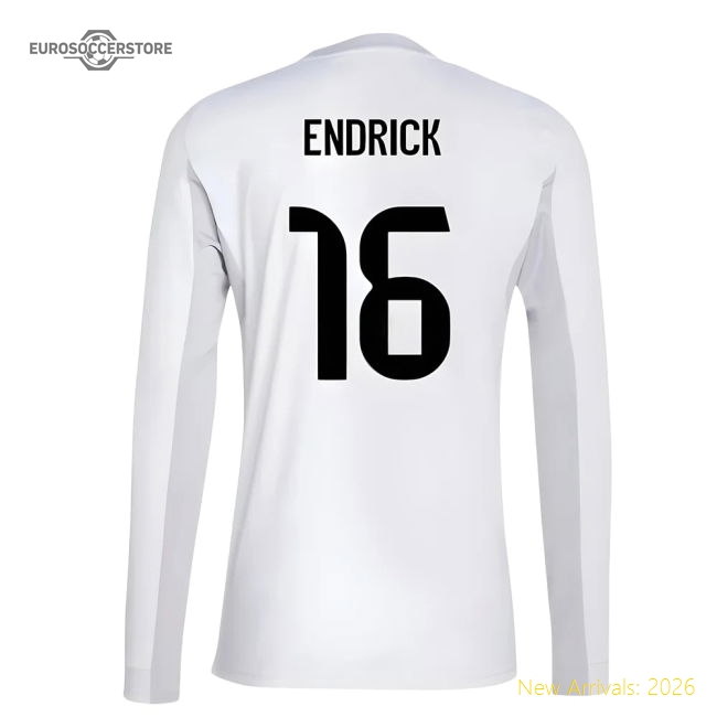 Authentic 2025-2026 Real Madrid Long Sleeve Home Shirt (Endrick 16)