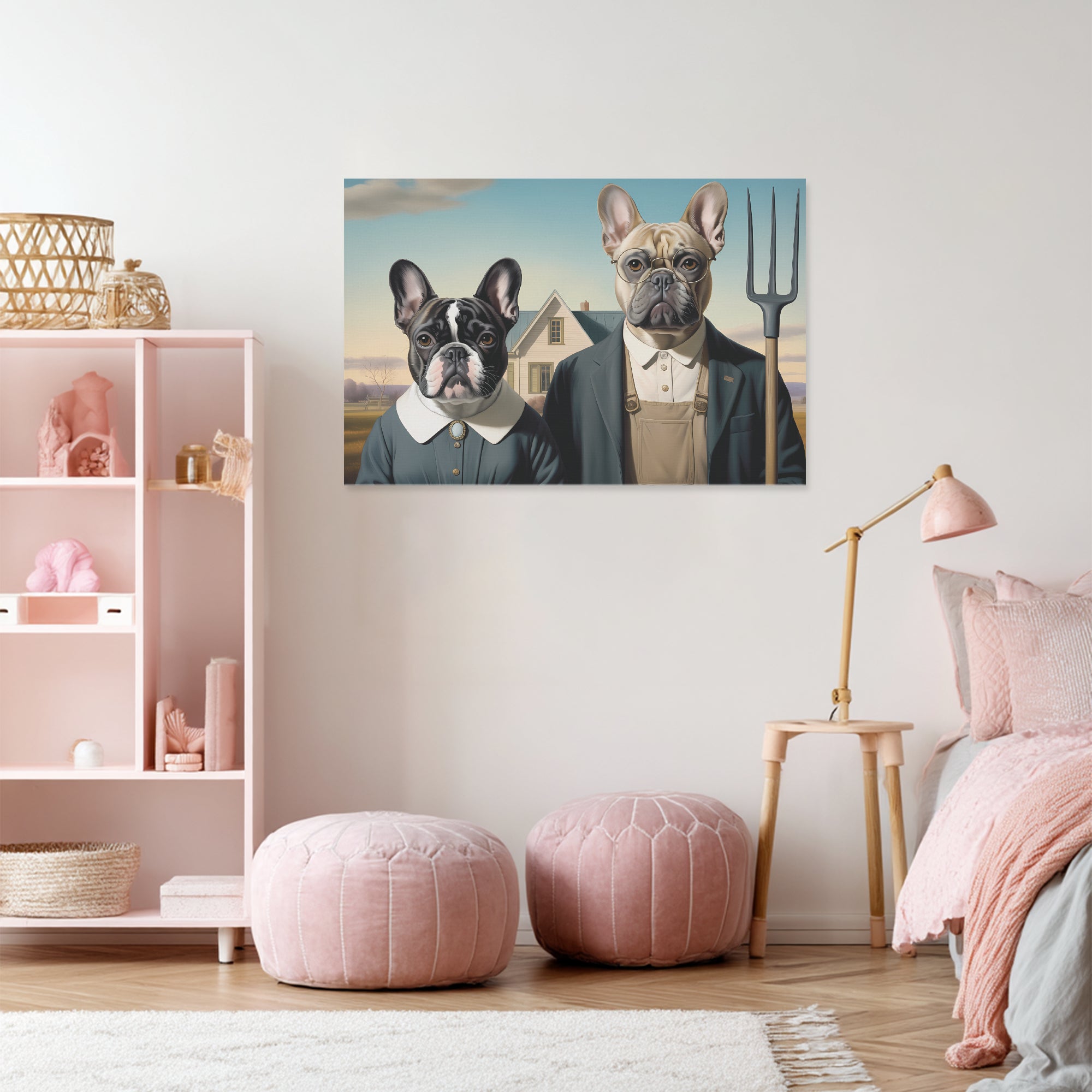 French Bulldog Margaret Adorable Frenchie Canvas Wall Art Durable Dog Item