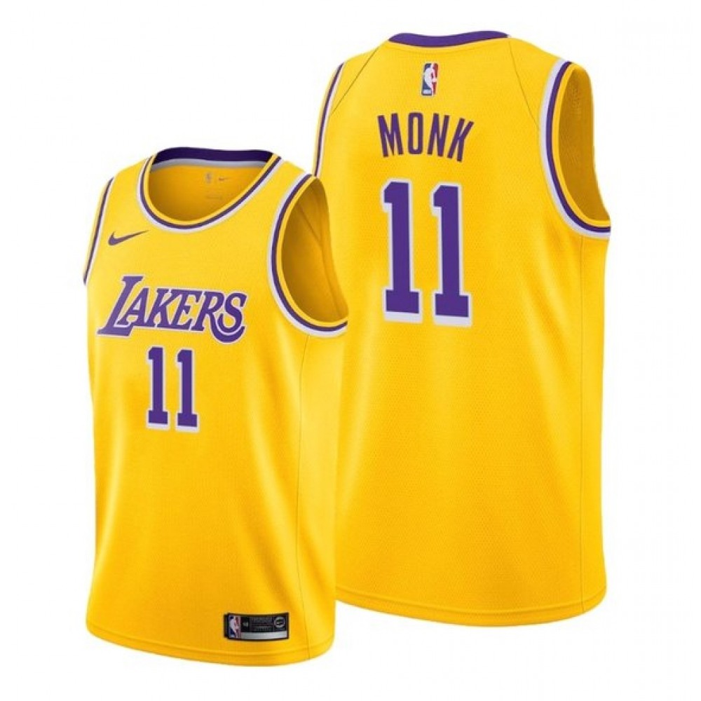 Game Day Top-Grade Men's LAL #11 Malik Yellow Basketball Jersey