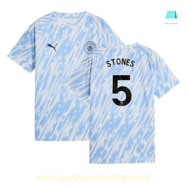 2025-2026 Man City Warm Up Jersey (Silver Sky) - Kids (Stones 5)