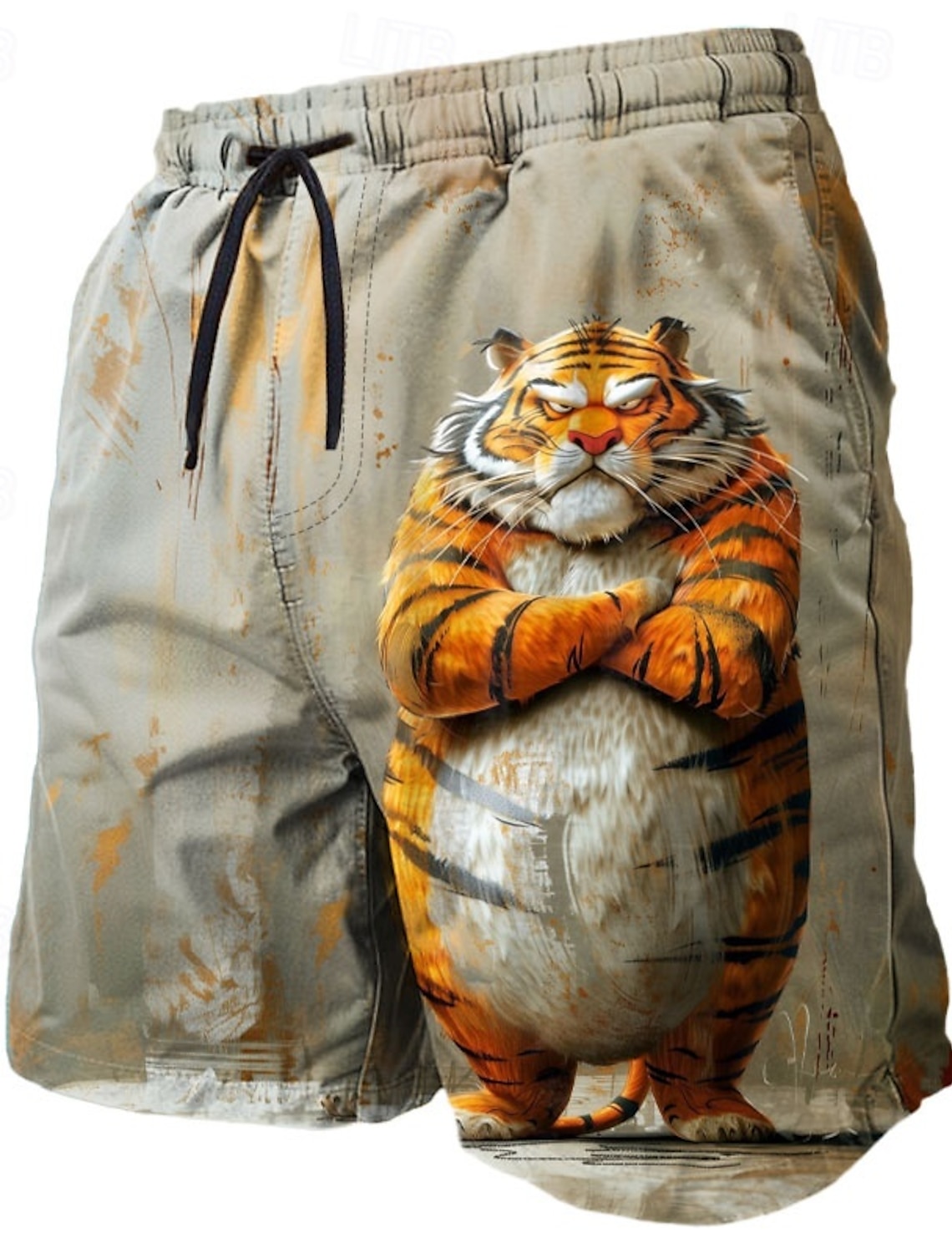 Men's Animal Tiger Funny Swim Trunks Board Shorts Shorts Mid Waist Streetwear Hawaiian Casual Daily Holiday Pocket Drawstring Elastic Waist Designer Clothing Apparel