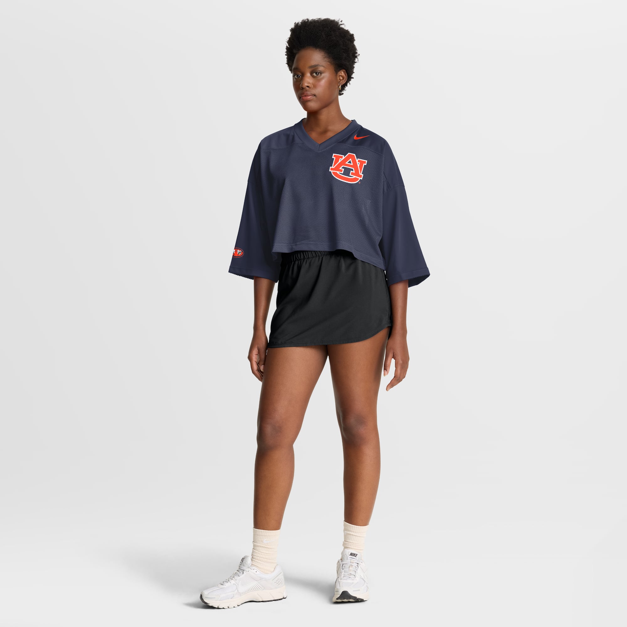 Auburn Tigers Nike Women's Cropped Mesh Dri-FIT Fashion Jersey - Navy