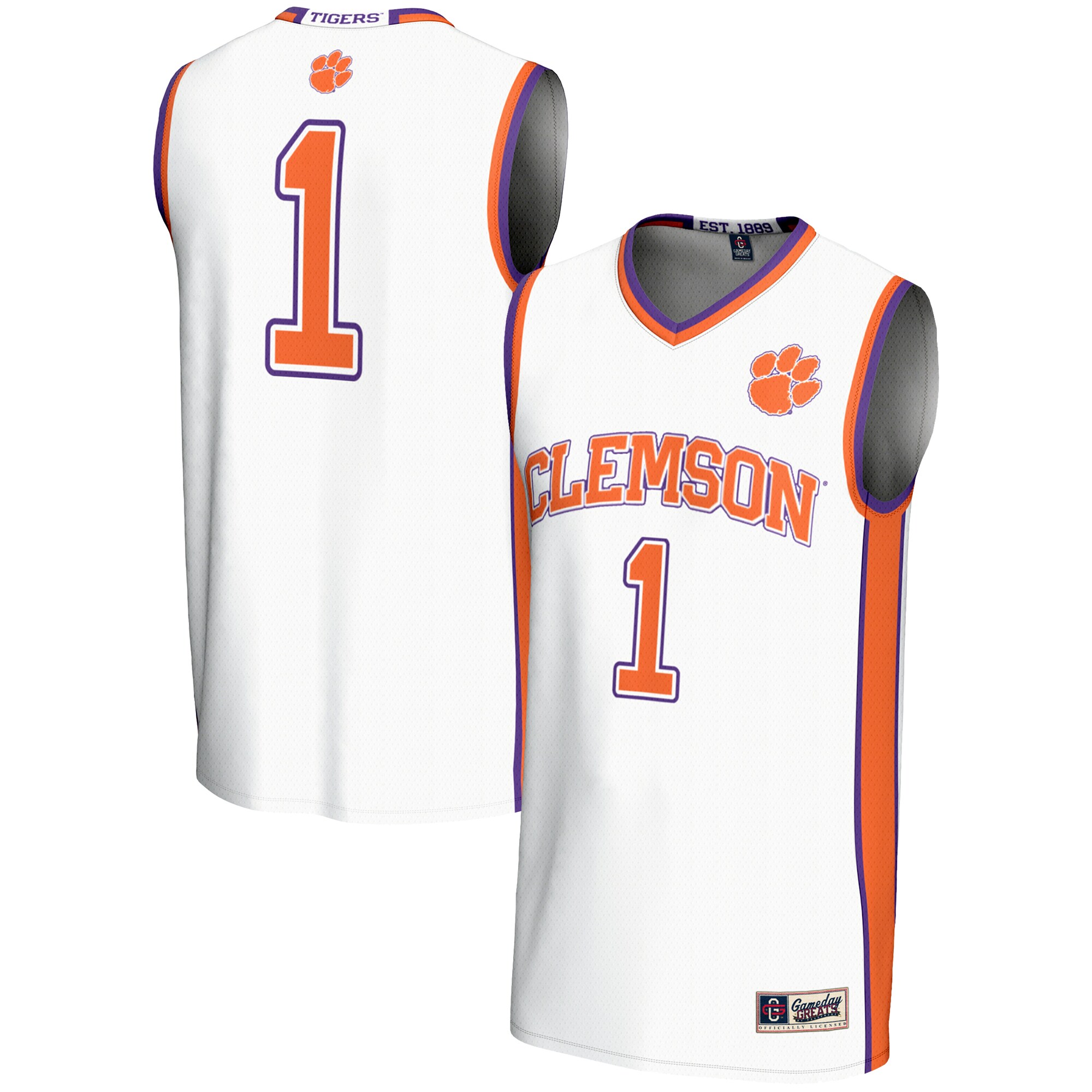 [DDG] Clemson Tigers GameDay Greats Lightweight Basketball Jersey - White