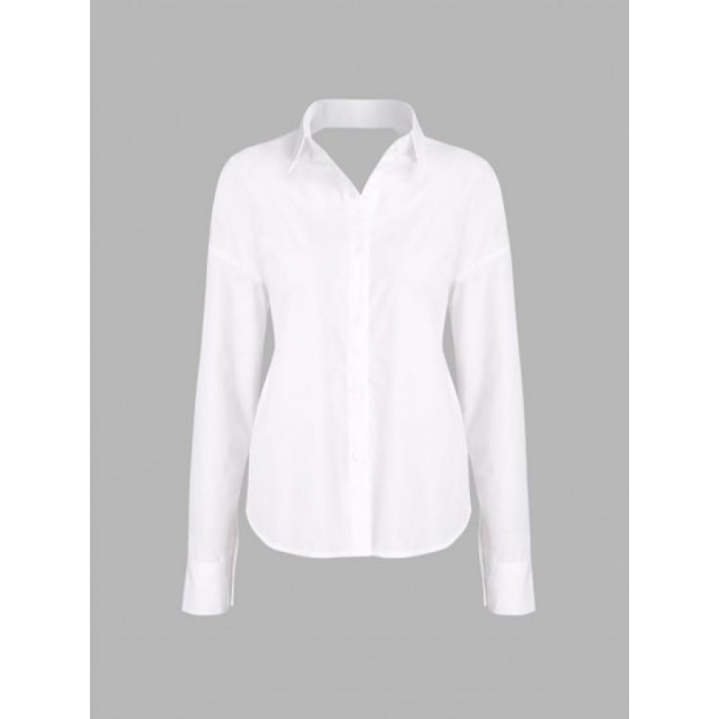 Drop Shoulder Open Back Tie Shirt SO5720