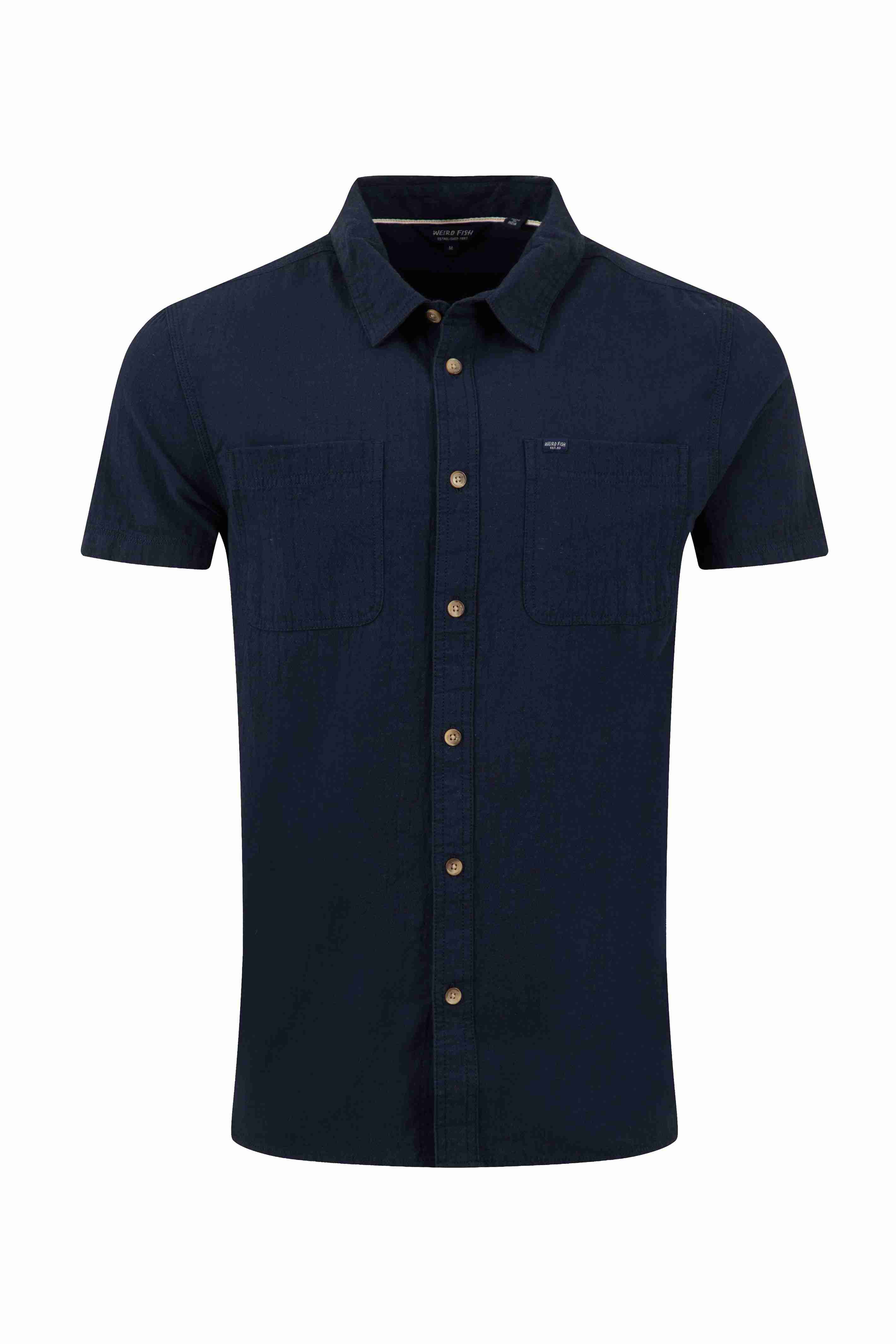 Hinton Textured Crepe Shirt Navy