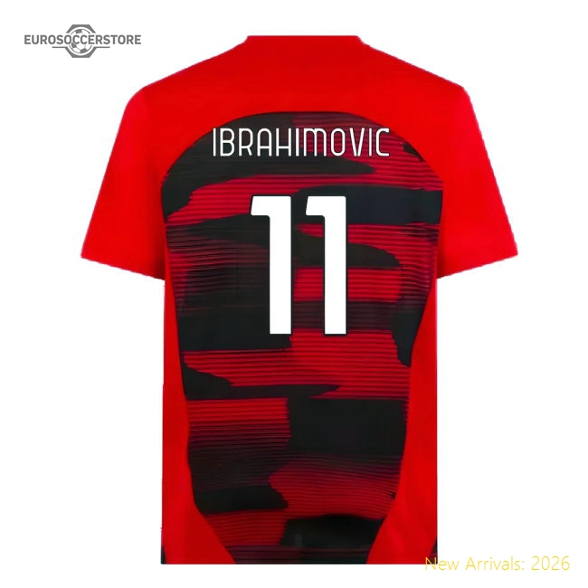Popular 2024-2025 Ac Milan Prematch Ss Shirt (Red) (Ibrahimovic 11)