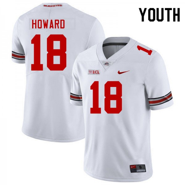 Youth Ohio State Buckeyes #18 Will Howard White Nike Stitch Jersey