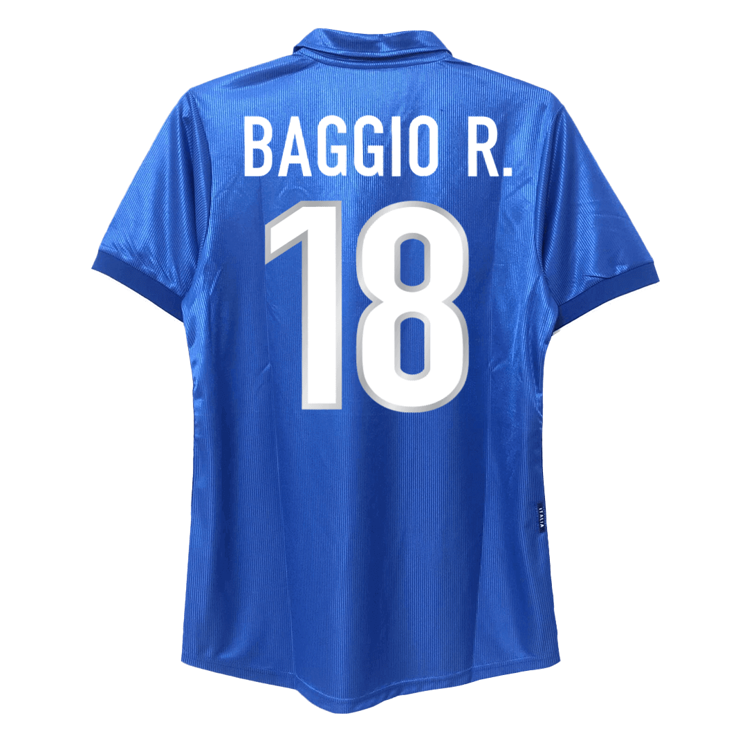 Retro BAGGIO R. #18 1998 Italy Home  Soccer Jersey Authentic Kit