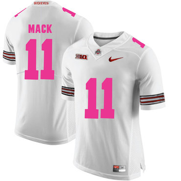 Men's OSU Buckeyes White 2018 replica Austin Mack #11 match worn