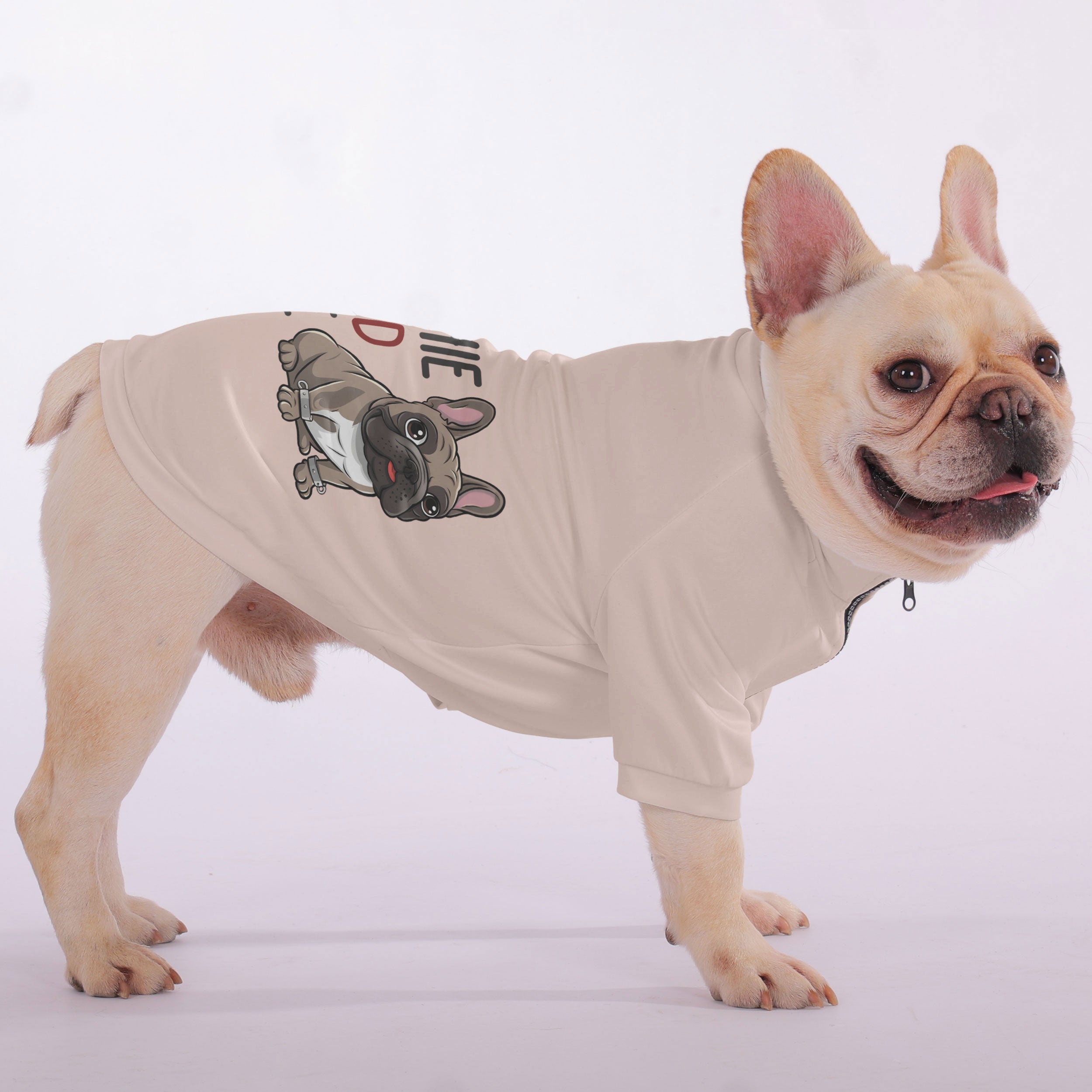 Street-Ready Frenchie Certified Trouble - Snuggly Zip-up Sweatshirt F...