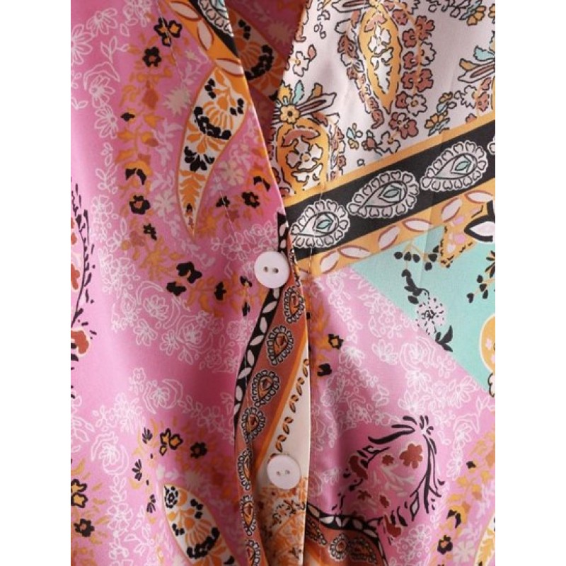 Ethnic Floral Paisley Print Tied Shirt JS1849