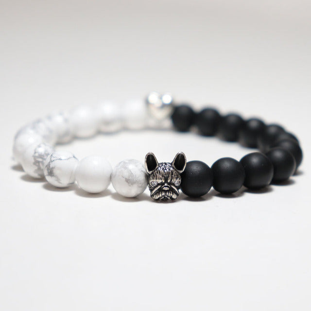 French Bulldog Bracelet Onyx Lava Stone