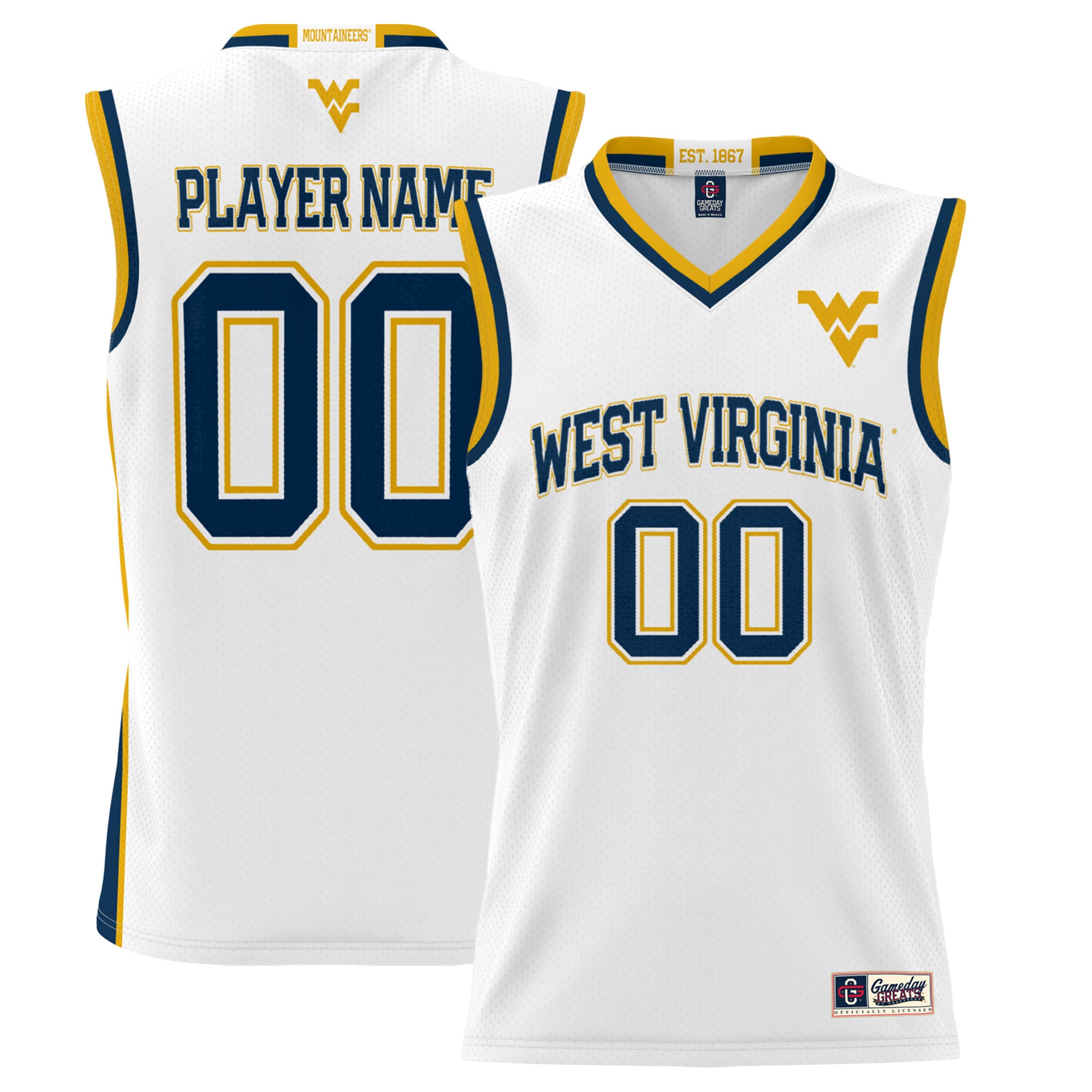 [NJP] West Virginia Mountaineers GameDay Greats NIL Pick-A-Player Lightweight Women's Basketball Jersey - White