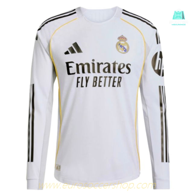 2025-2026 Real Madrid Authentic Long Sleeve Home Shirt (Vini Jr. 7)