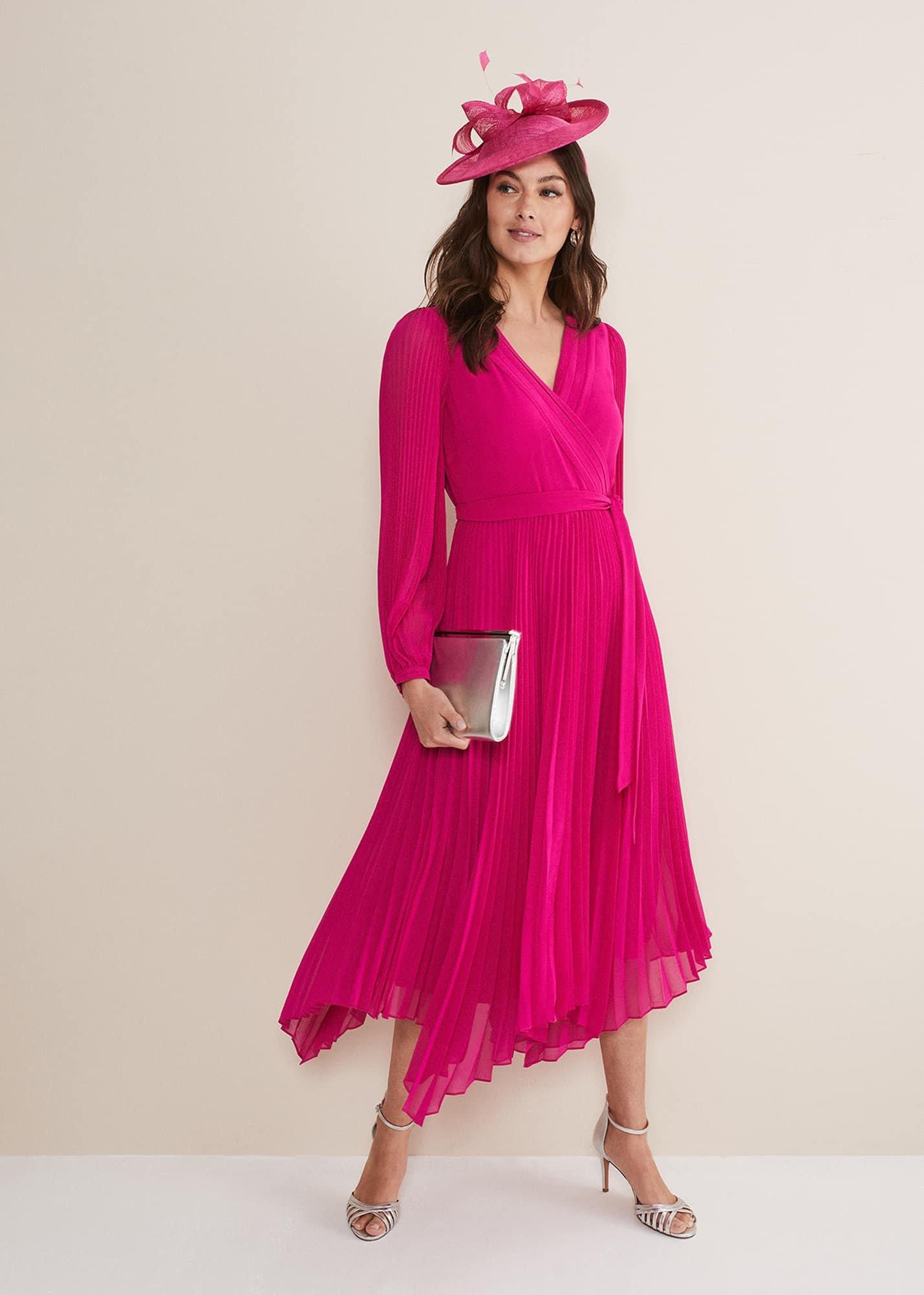 Petra Wrap Pleated Midi Dress