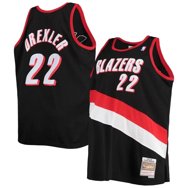 Clyde Drexler POR High-Quality Swingman Jersey - Black - Fan Favorite