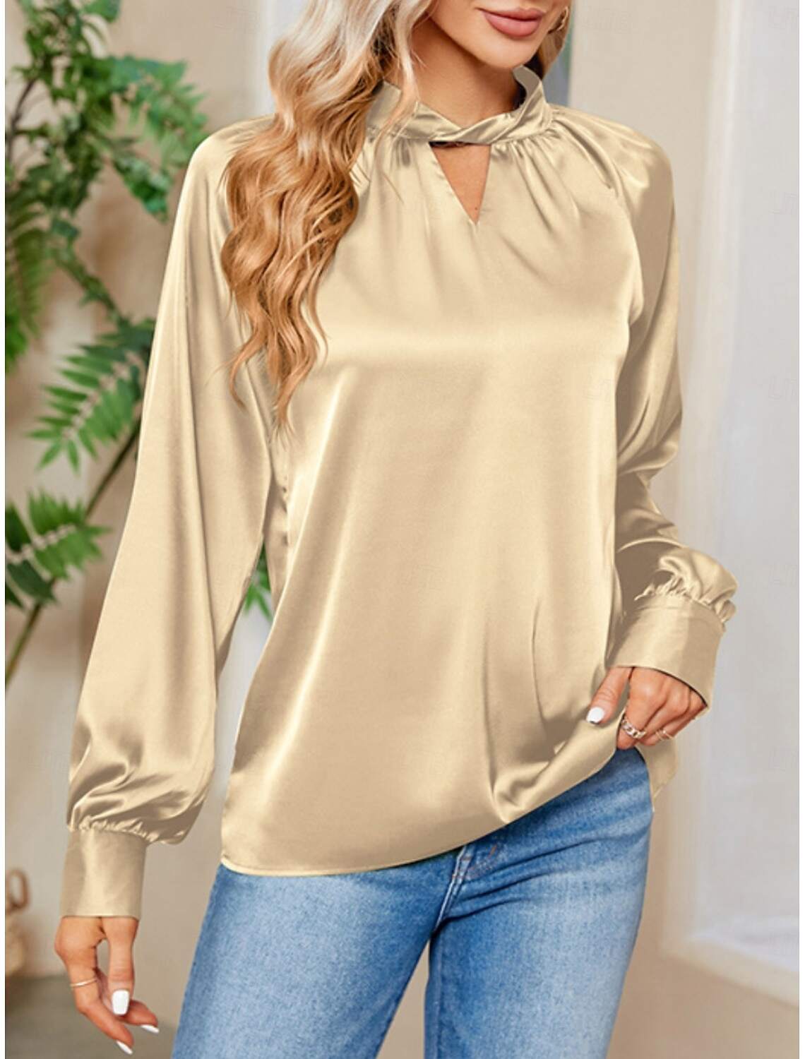 Women's Satin Shirt Blouse Party Work Ladies Stylish Long Sleeve Fall Winter