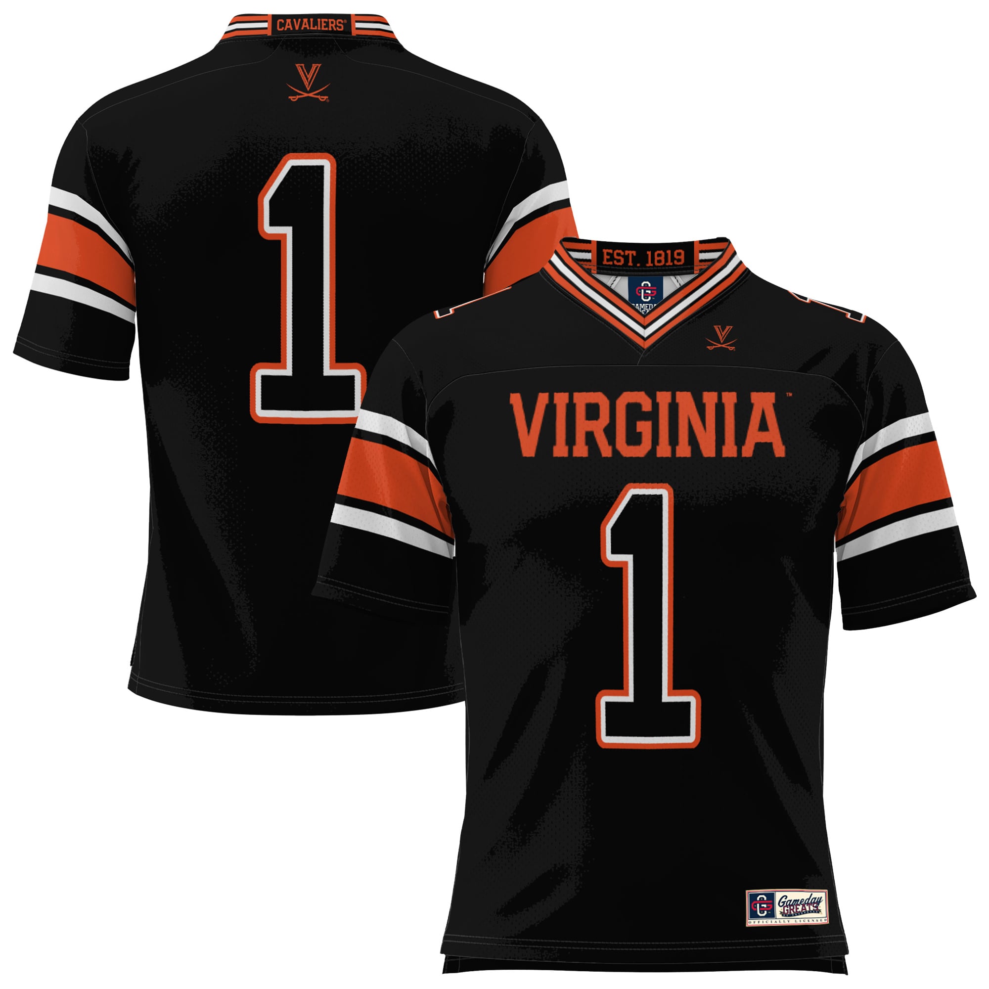Men's #1 Black Virginia Cavaliers Endzone Football Jersey