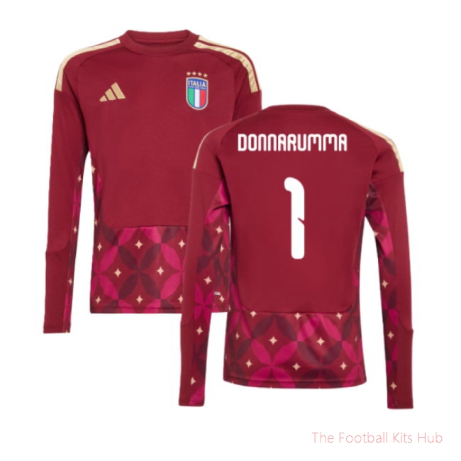 [LK] 2026/27 Italy Home Goalkeeper Shirt (Burgundy) - Kids (Donnarumma 1)