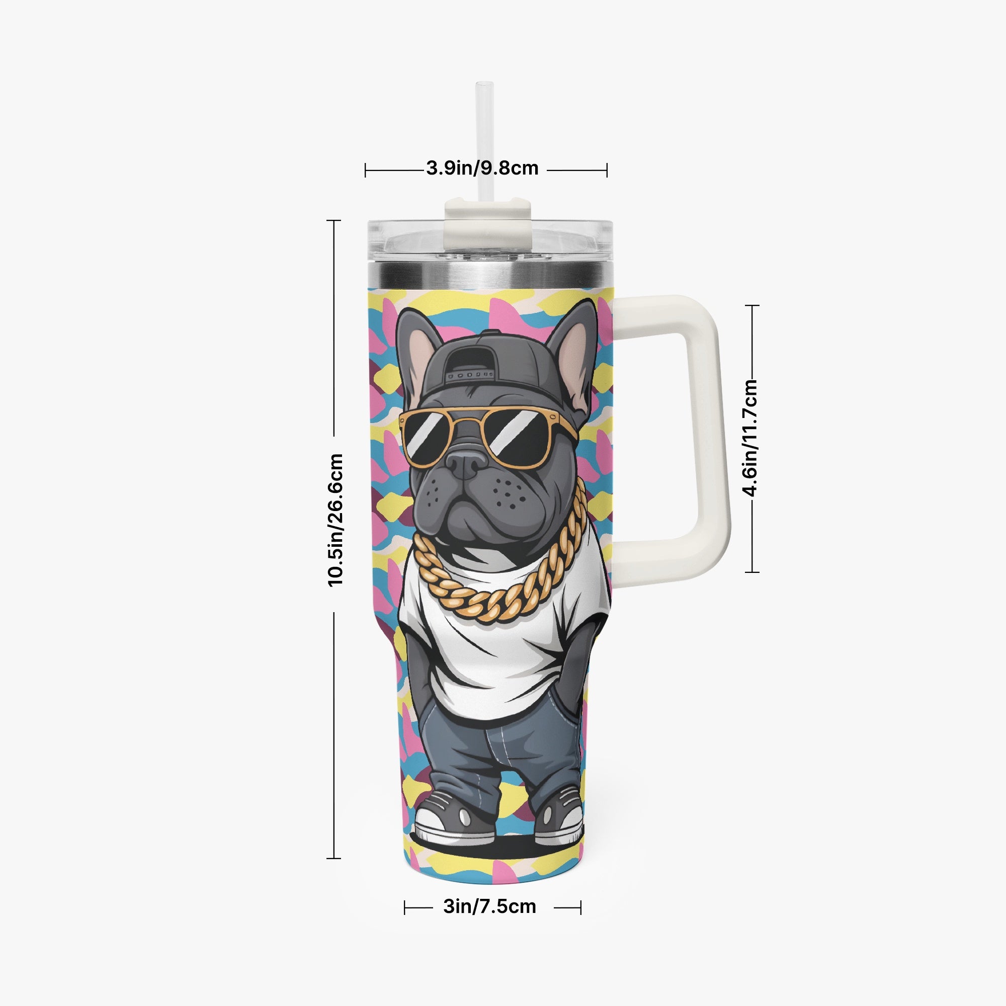 Frenchie-Fan Durable Gracie - Car Tumbler Cup for Everyday Wear Stylish