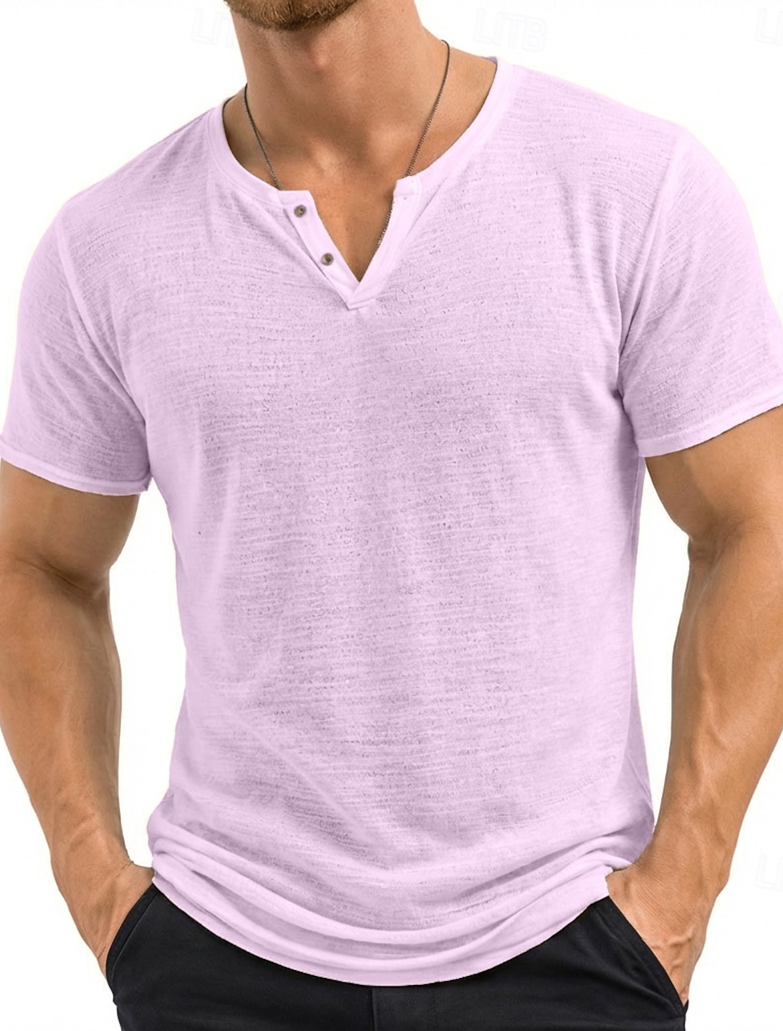 Men's T Shirt Knit Tee Tee Top Short Sleeve V Neck Summer Solid Color Textured Fashion Lightweight Basic Mesh Knitted Plain Casual Vacation Street Black Purple Green Top Tee for Men