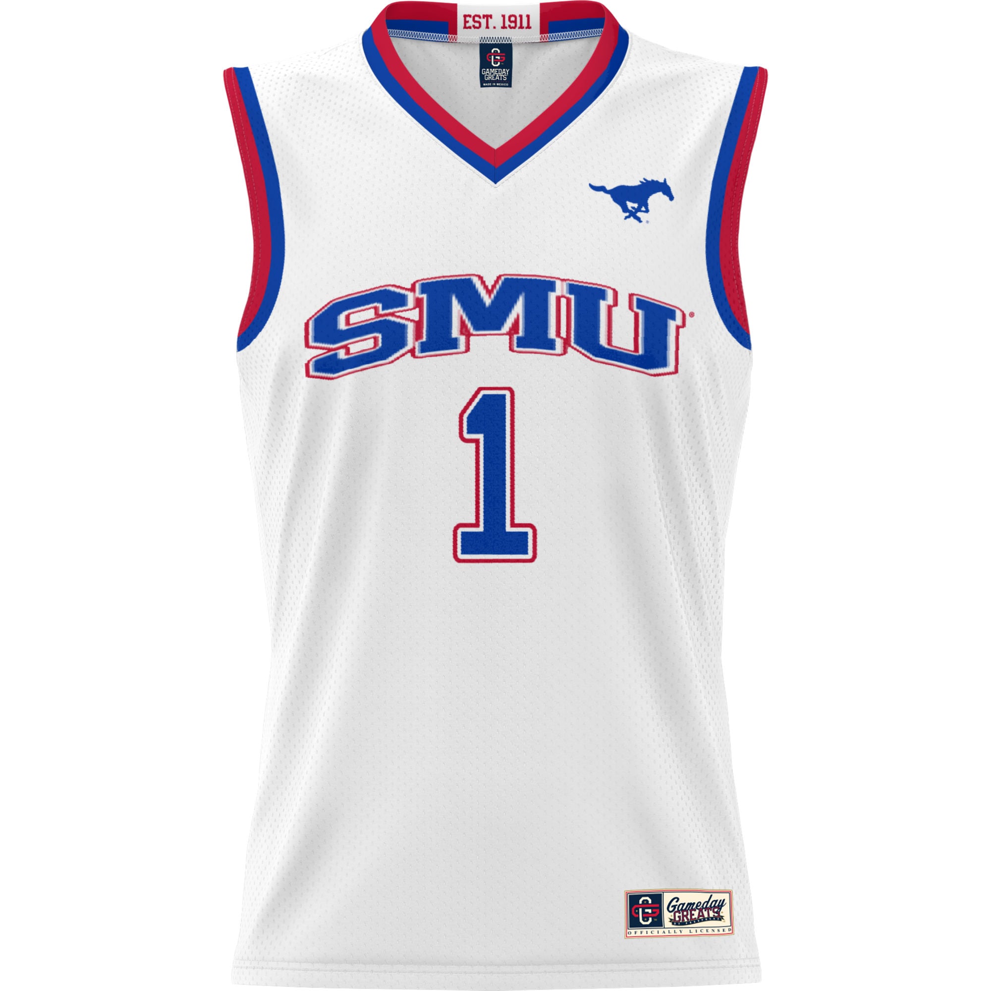 #1 SMU Mustangs GameDay Greats Youth Lightweight Basketball Jersey - White