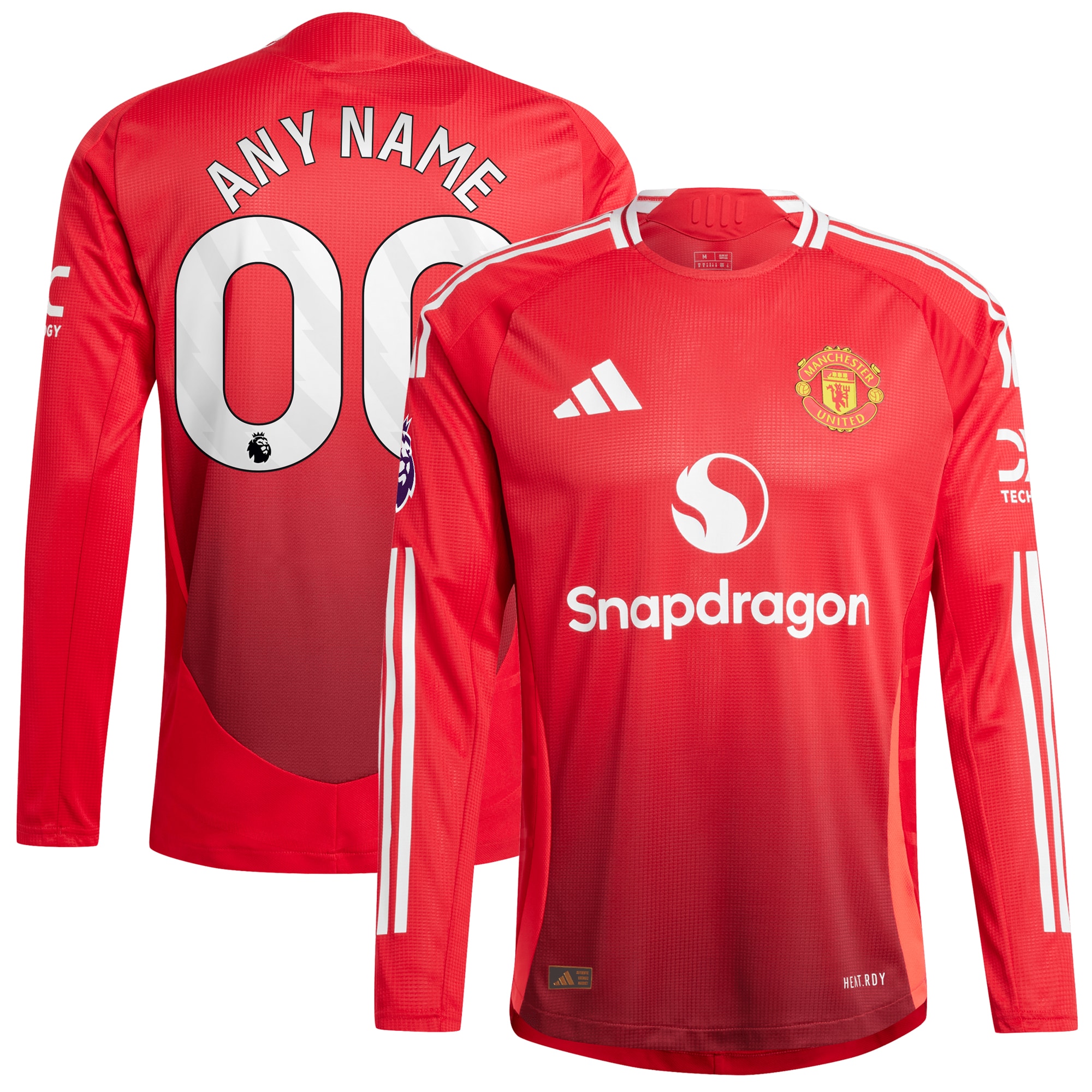 [SJH] Manchester United 2024/25 Home Authentic Custom Long Sleeve Jersey - Red