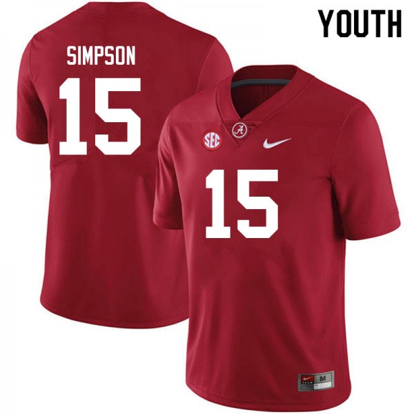 Youth Alabama Crimson Tide #15 Ty Simpson Crimson Nike Stitch Jerseys