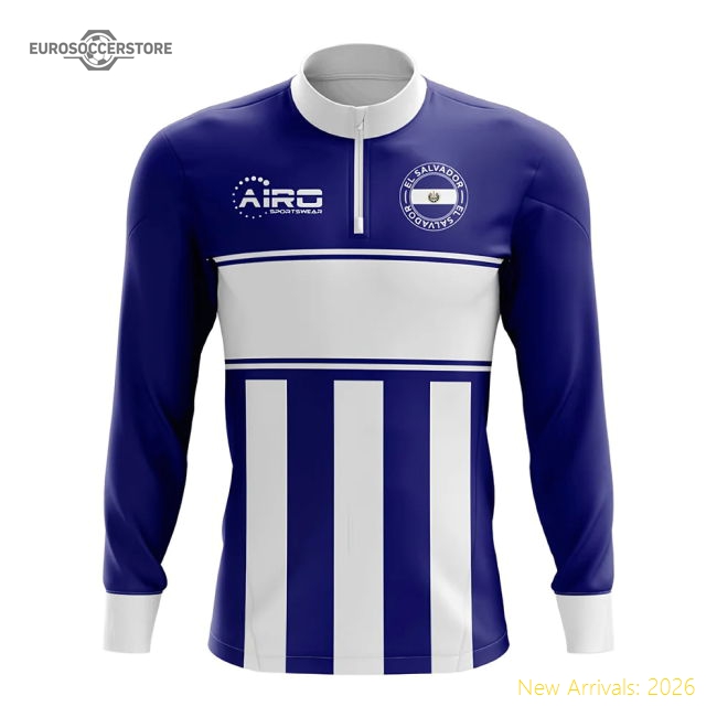 Excellent El Salvador Concept Football Half Zip Midlayer Top (navy
