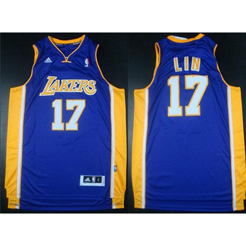 Revolution 30 Lakers #17 Jeremy Lin Purple Road Stitched NBA Jersey