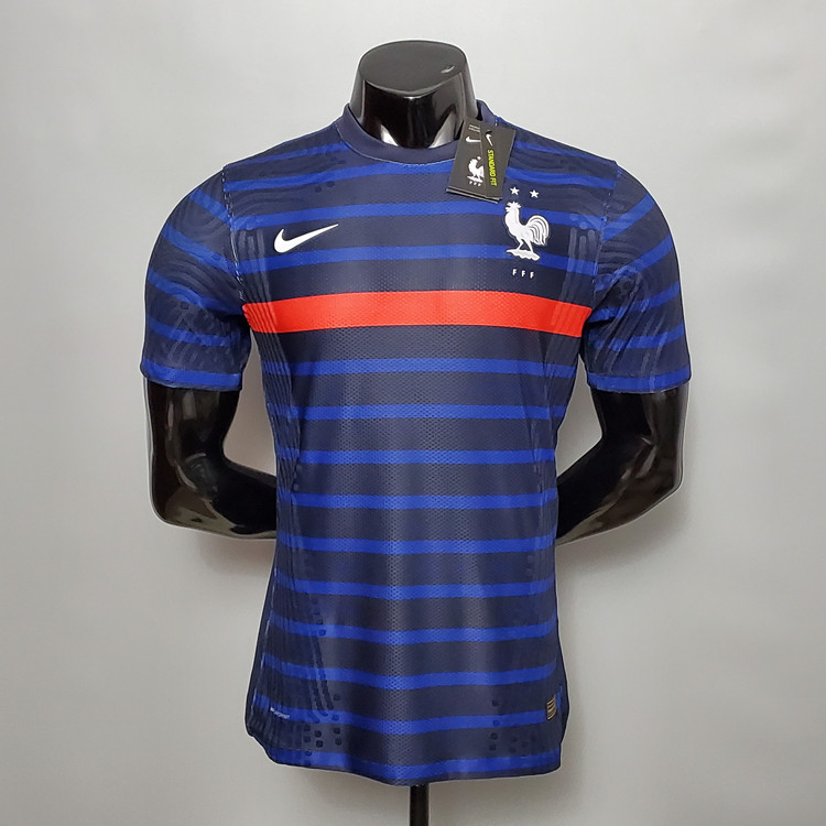 20-21 FRANCE EURO 2020 SOCCER JERSEY HOME BLUE STRIPED FOOTBALL SHIRT
