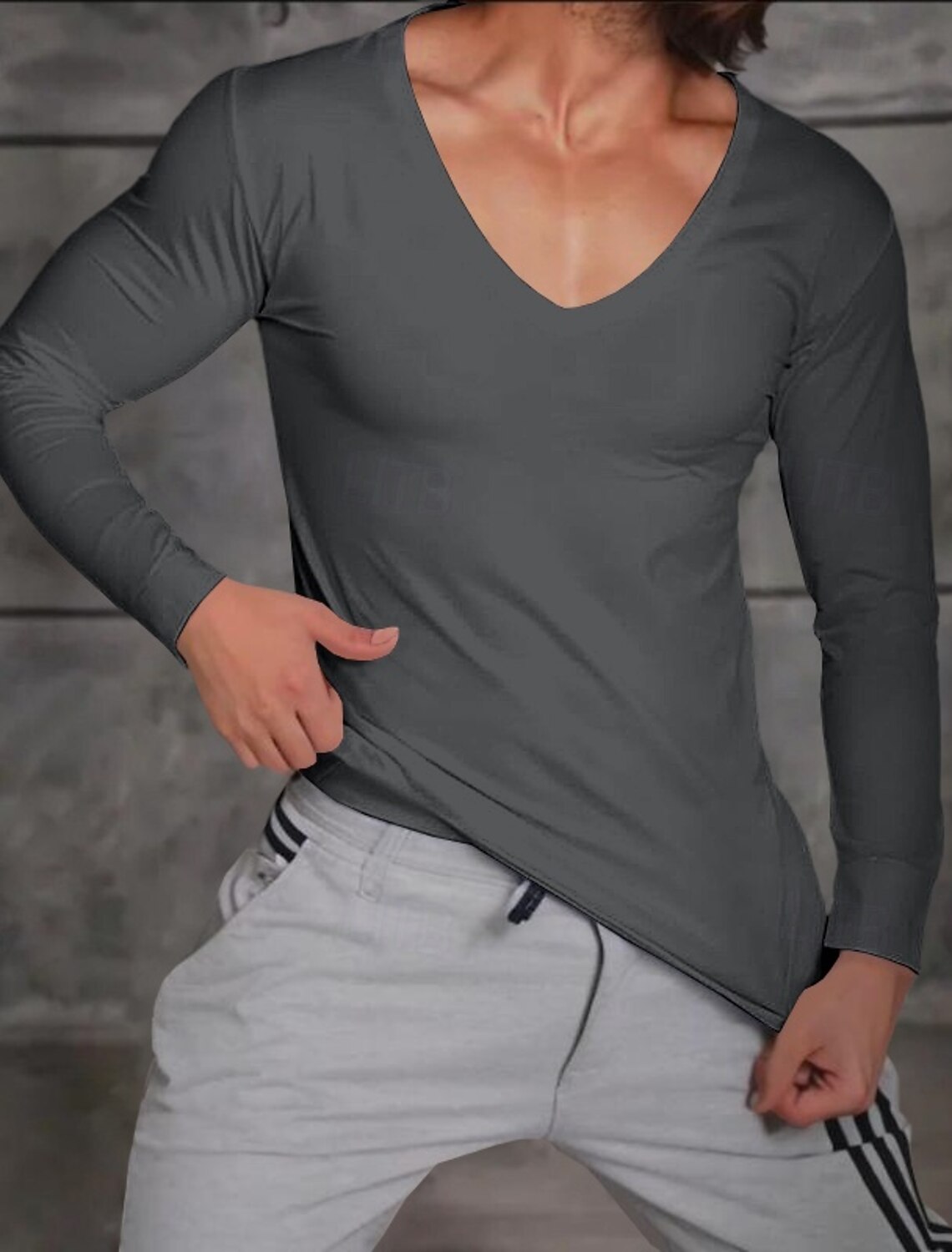 Men's T Shirt Long Sleeve V Neck Winter Spring & Fall All Seasons