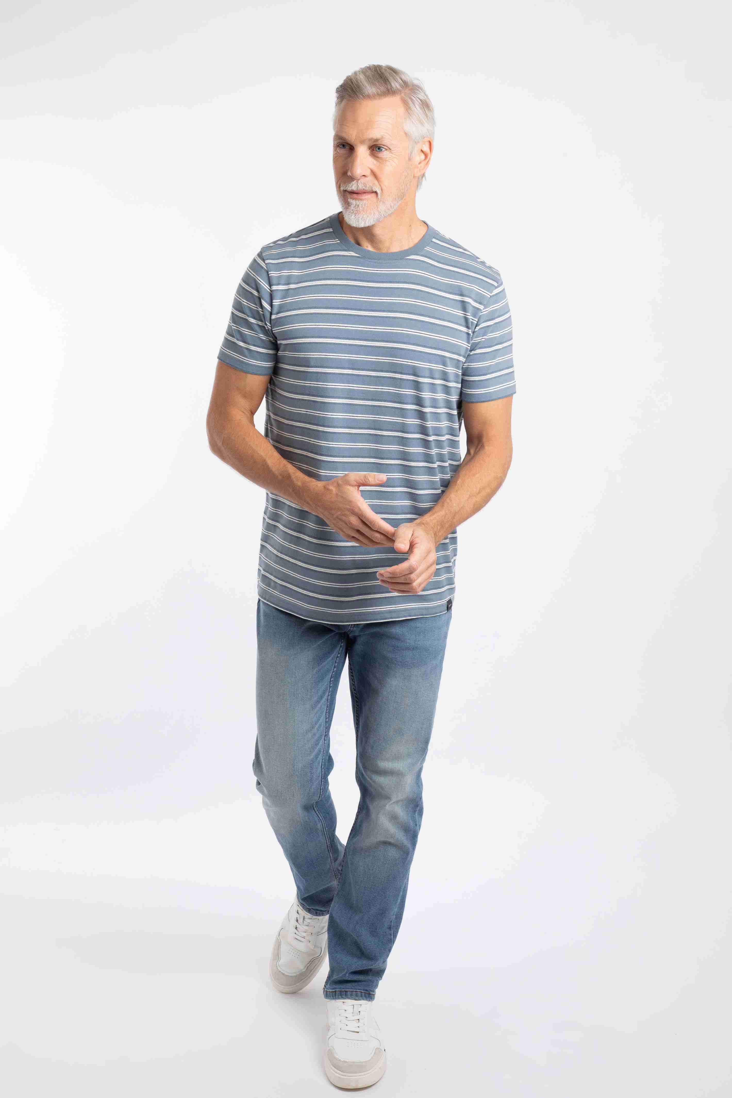 Jefferson Textured Stripe T-Shirt Blue Mirage