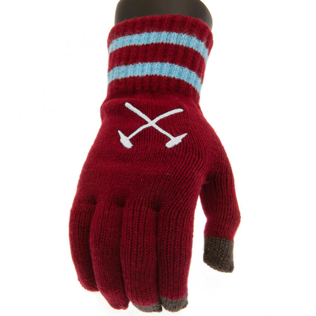 West Ham United Fc Touchscreen Knitted Gloves Youths - Match Day Jersey