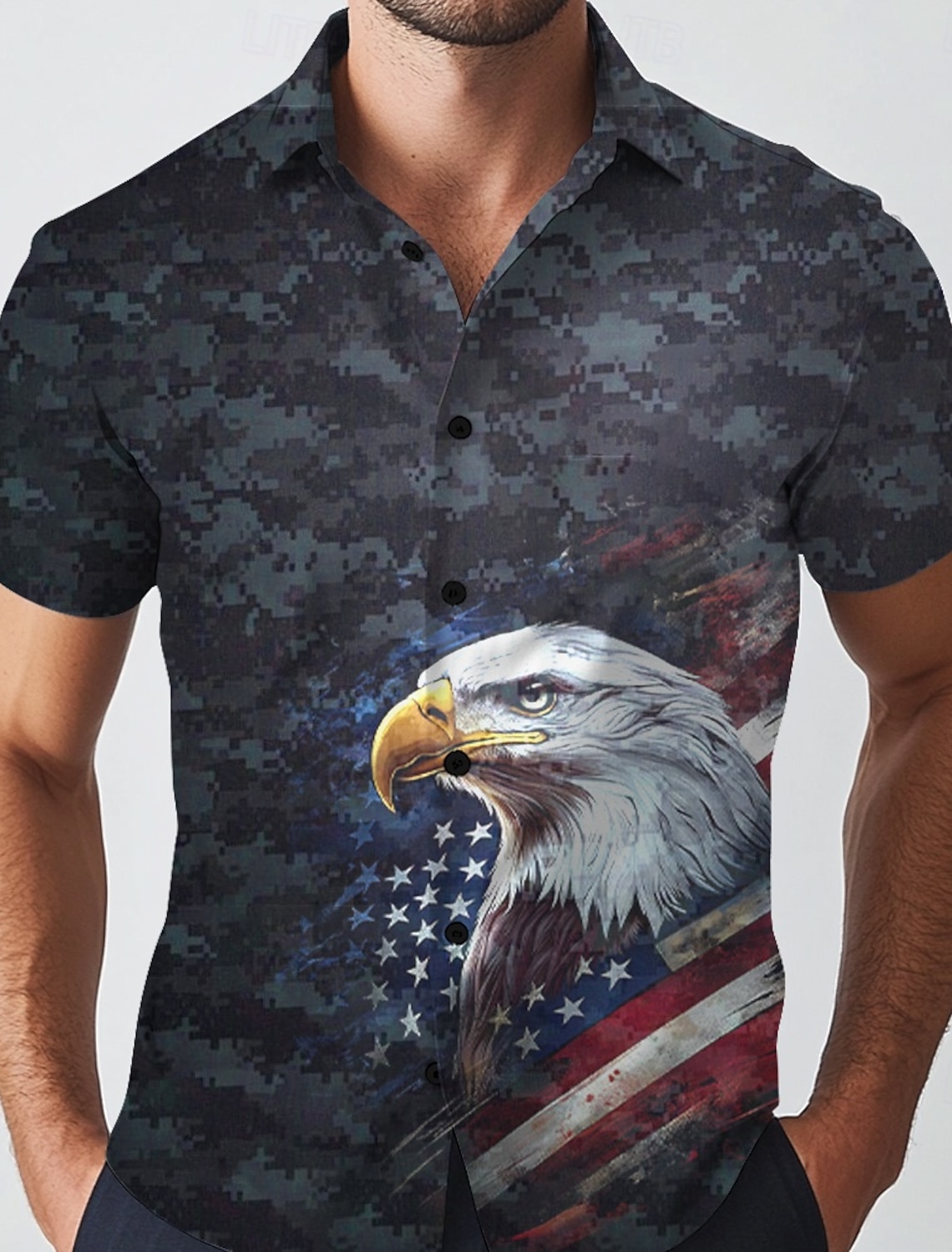 Independence Day Men's 4th of July U.S. 250th Anniversary Map US Flag Shirt Summer Shirt Button Up Shirt Short Sleeve Fashion Casual Streetwear Vacation Holiday Summer Turndown 3D Print Front One