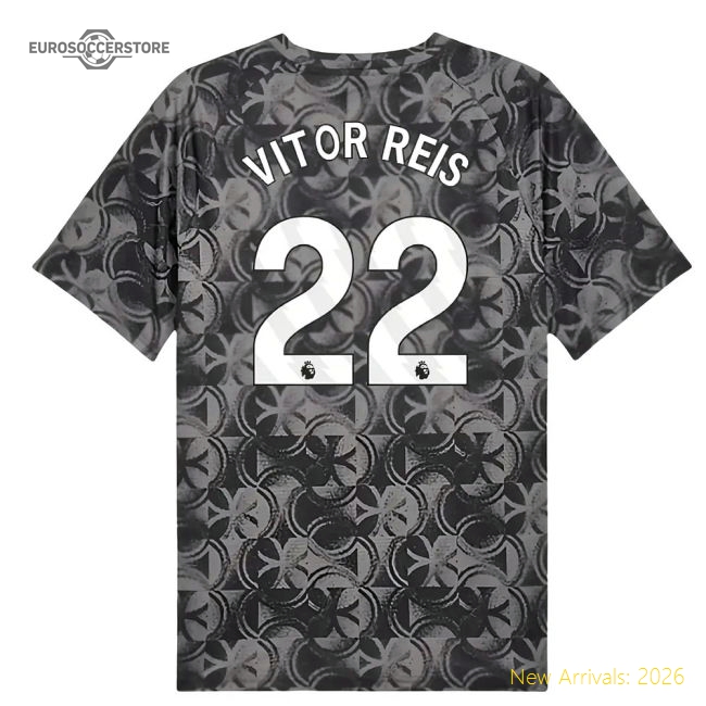 Professional 2025-2026 Man City Warm Up Jersey Black Vitor Reis 22