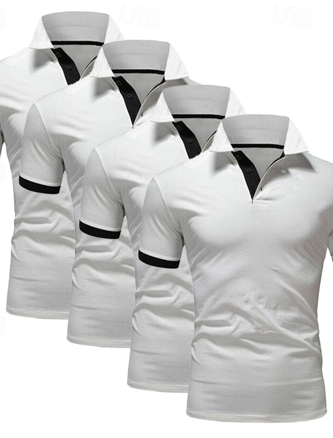 4 Pack Men's Polo T-Shirt Golf Shirt Casual Sports Workwear Office