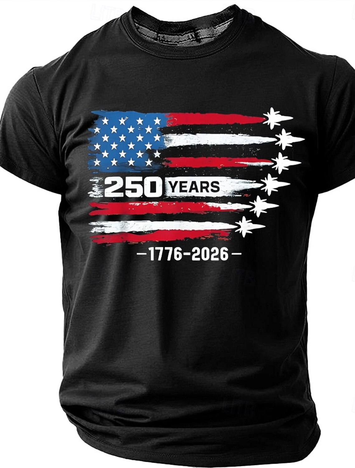 4th of July 2026 250th Men's 250 Years 1776 2026 Fighter Jets American Flag Patriotic 250th Anniversary Military Air Force Graphic T Shirt Casual Navy Blue Designer Apparel S M L XL XXL XXXL