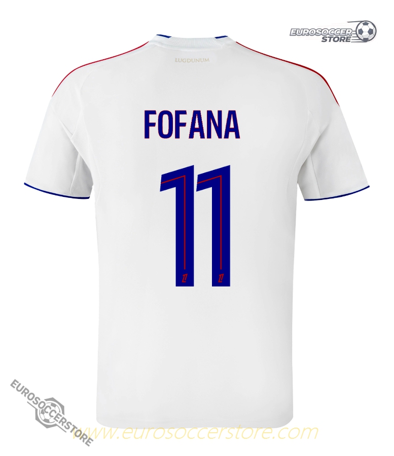 Olympique Lyonnais Lyon's 25-26 Home Jersey featuring FOFANA with the number 11