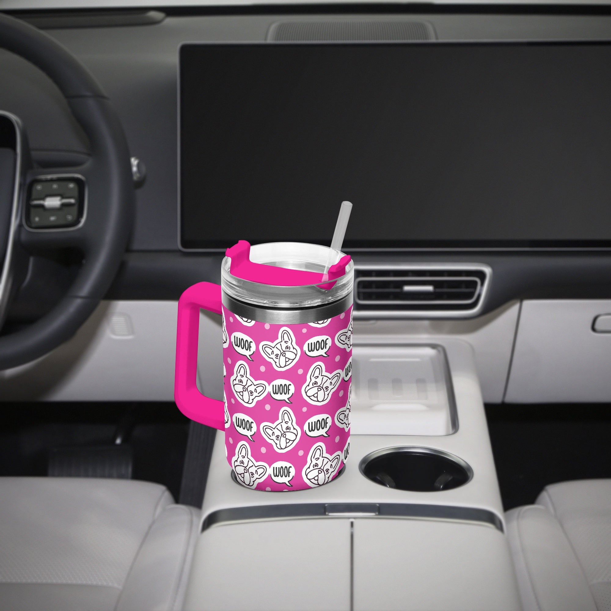 French Bulldog Rufus Car Tumbler Cup Useful Frenchie Gear