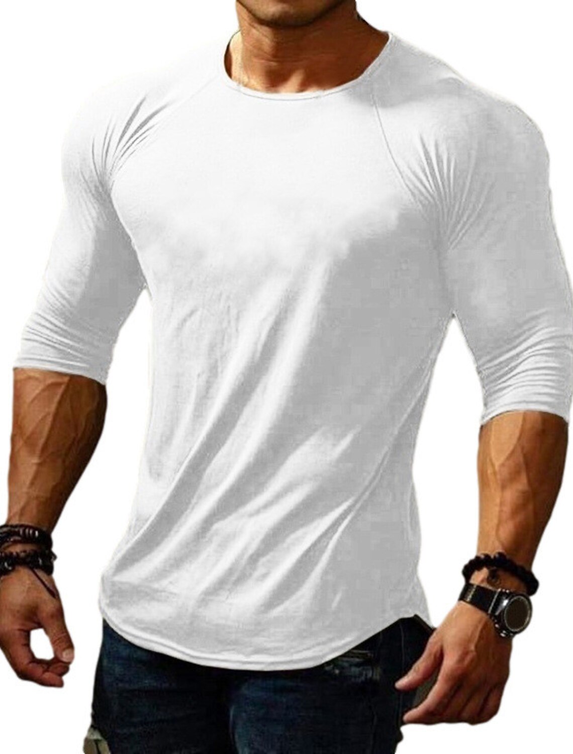 Men's T Shirt Tee Long Sleeve Crew Neck Spring & Fall Plain Muscle Big