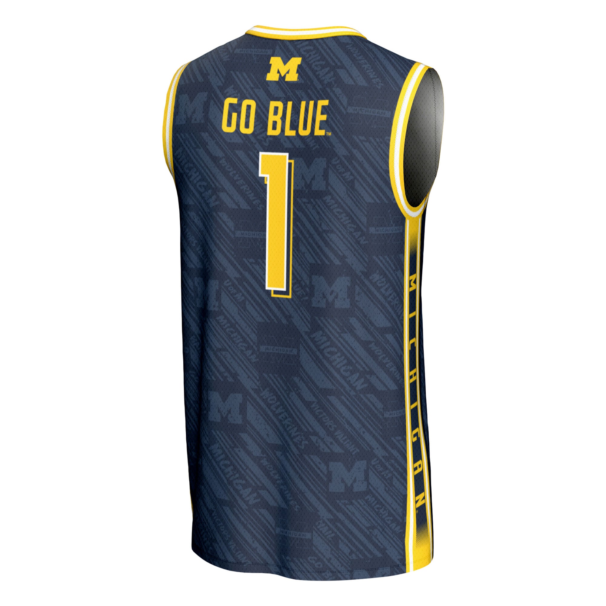 #1 Michigan Wolverines GameDay Greats Unisex Highlight Print Lightweight Basketball Fashion Jersey - Navy