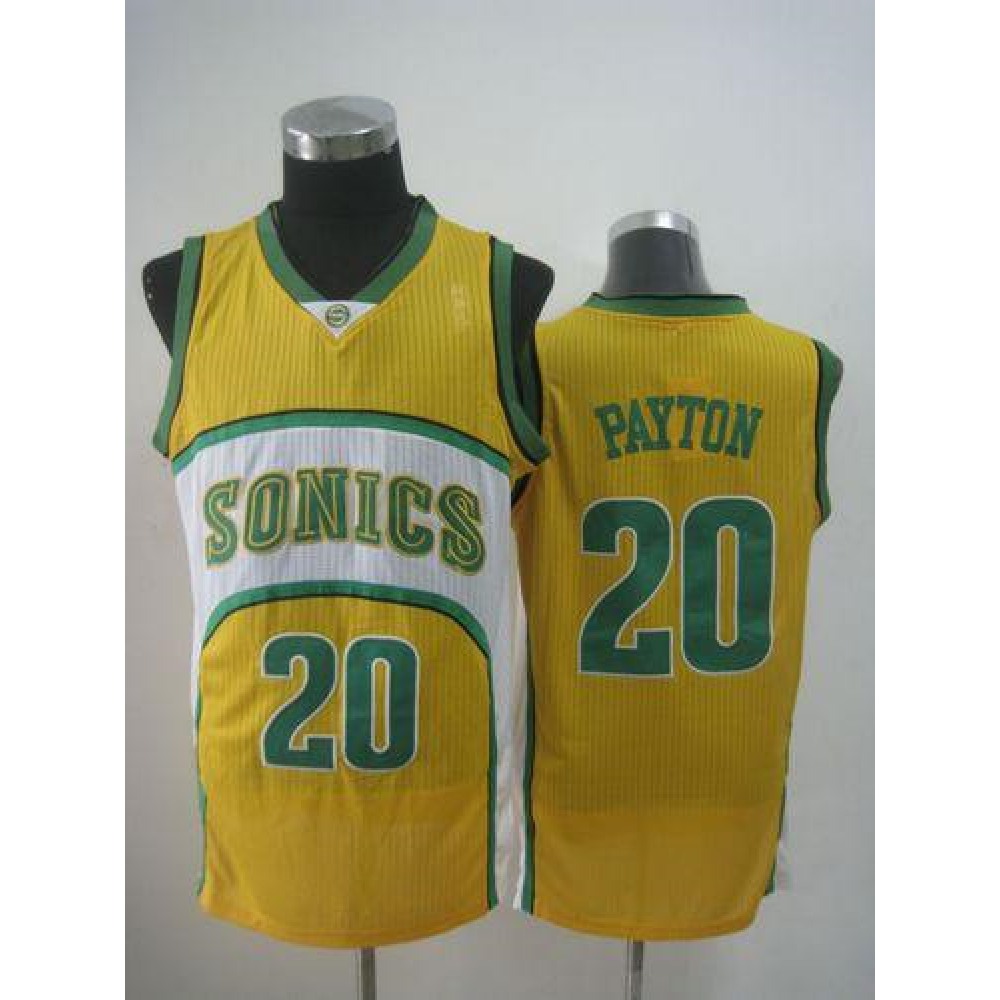 Thunder #20 Gary Payton Yellow SuperSonics Throwback Stitched NBA Jersey
