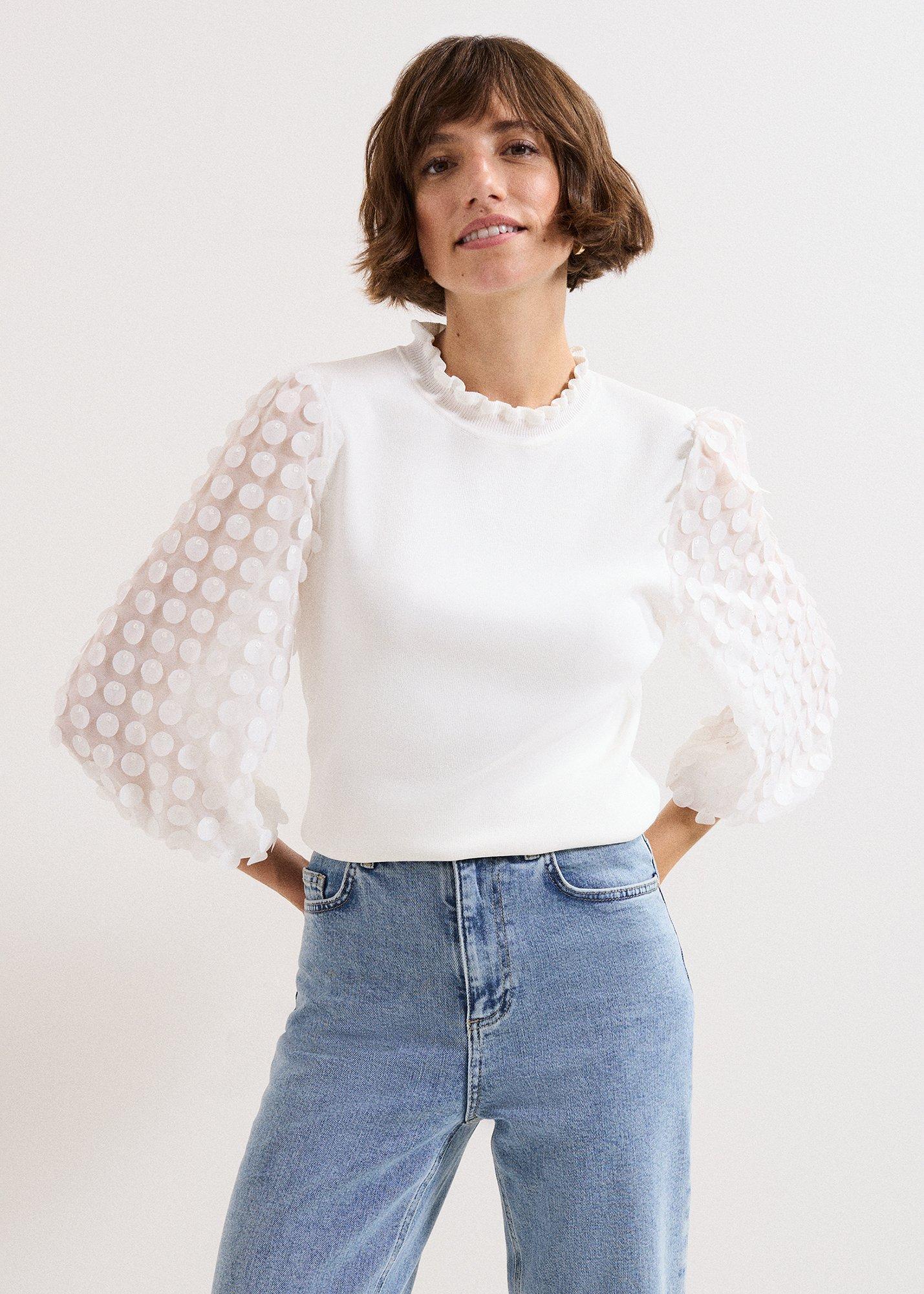 Shelly Woven Sleeve Detail Jumper